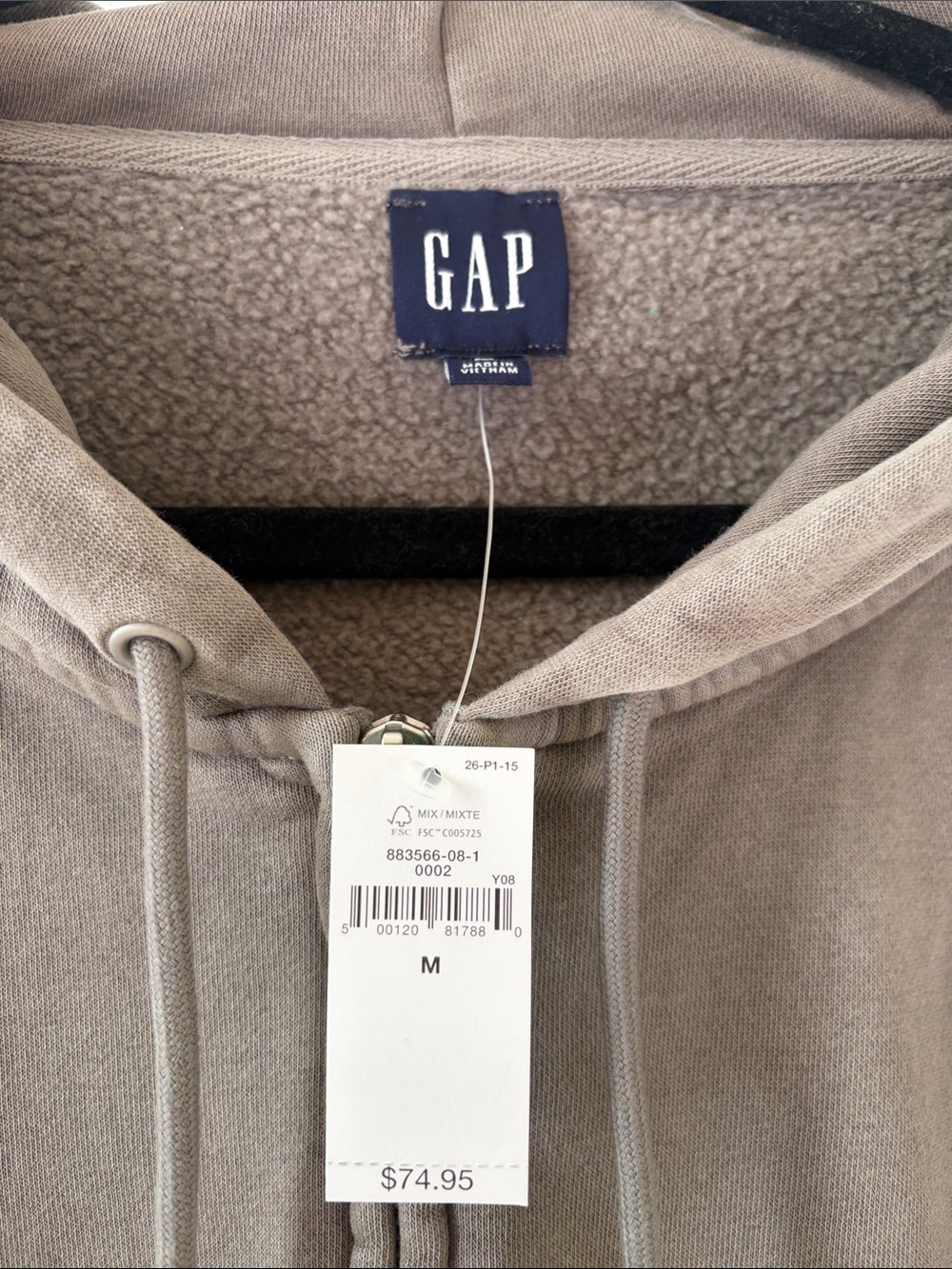 NWT GAP Green Brown Full-Zip Hooded Cropped Sweatshirt - Picture 2 of 3